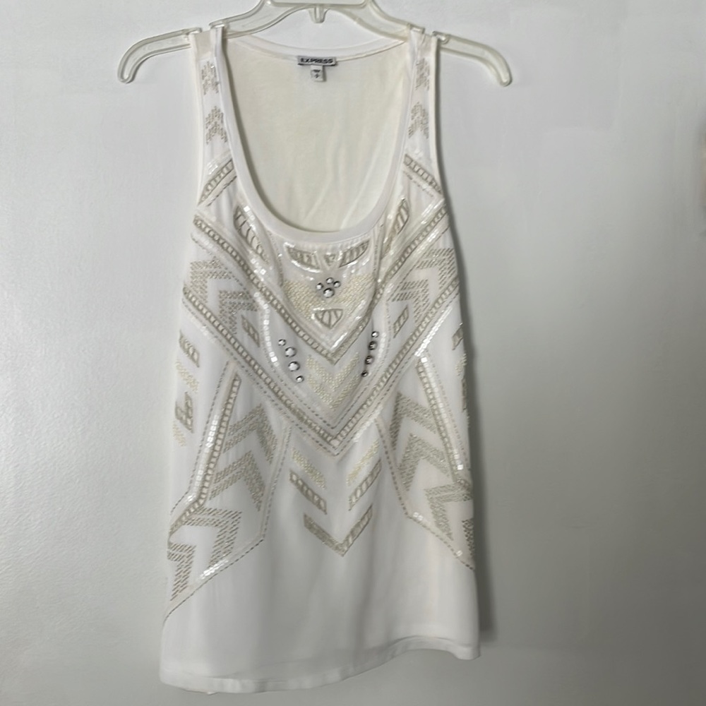 Cream beaded tank from express